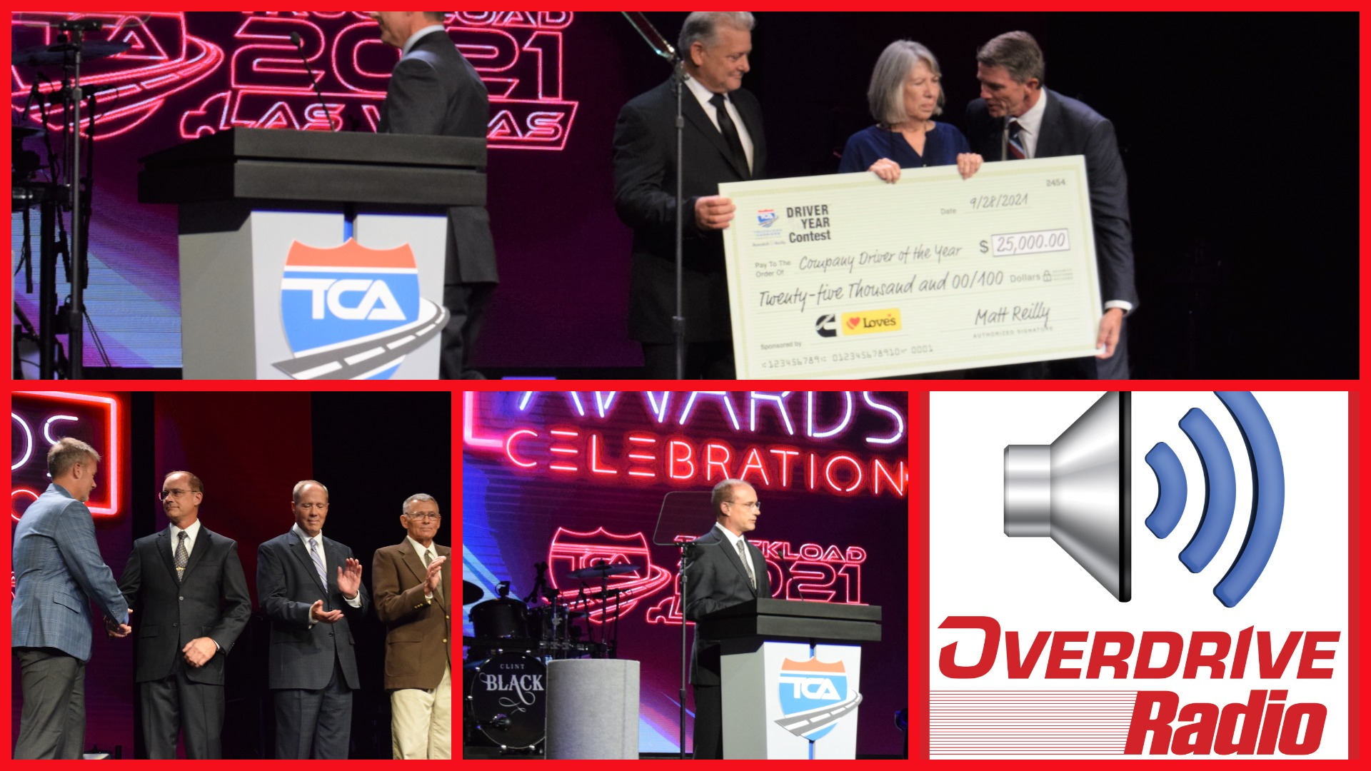 scenes from the 2021 TCA conference and overdrive radio's logo