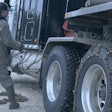 michelin truck tire with snow chains