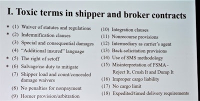 toxic terms in shipper and broker contracts