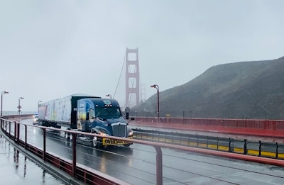 U.S. Capitol Christmas Tree crossing Golden Gate Bridge