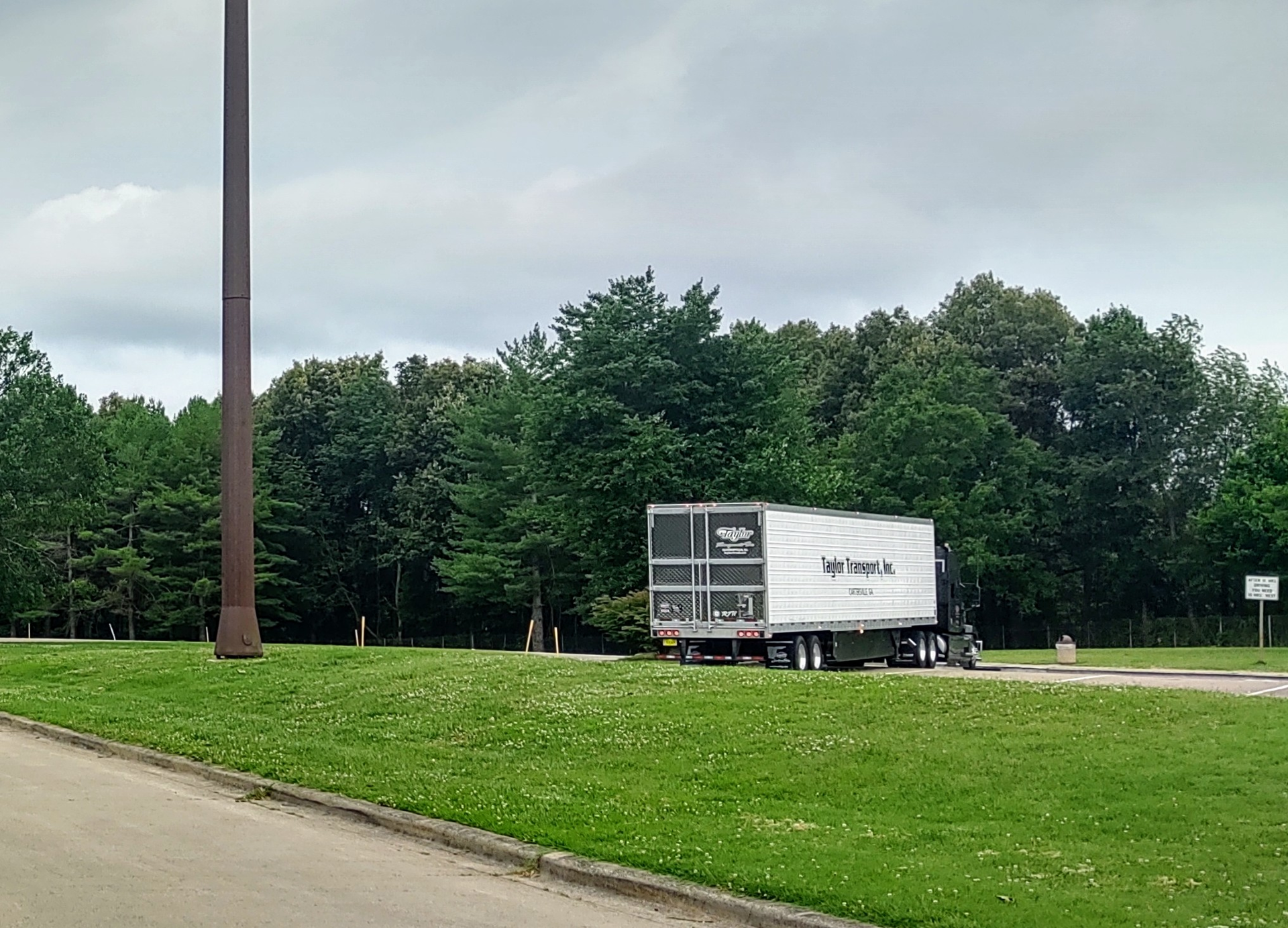 Semi-truck parked at rest area