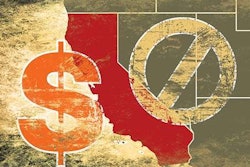California outline with dollar sign and general prohibition sign