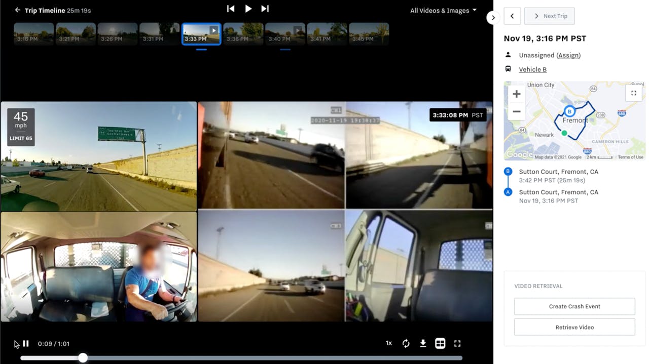 The Camera Connector is designed, too, to bring cameras in a variety of positions -- side, rear, and interior, for instance -- into a single view, whether utilizing the company own AI Dash Cams or not. Increased visibility from multiple camera views, the company said, allows carriers to access the right footage in minutes and exonerate drivers and themselves from false claims.