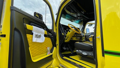 Honeycomb pattern in door of Mike Wilkinson's 2020 Kenworth T680