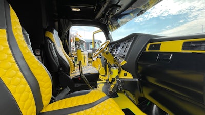 Honeycomb pattern upholstery in Mike Wilkinson's 2020 Kenworth T680