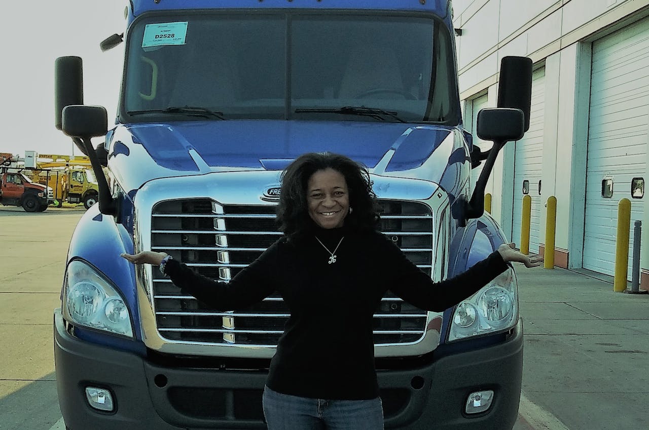 Kenyette Godhigh-Bell at the time she took the wheel of her 2017 Freightliner Cascadia, now hauling power-only in Amazon's system around the Atlanta and greater Southeast regions.
