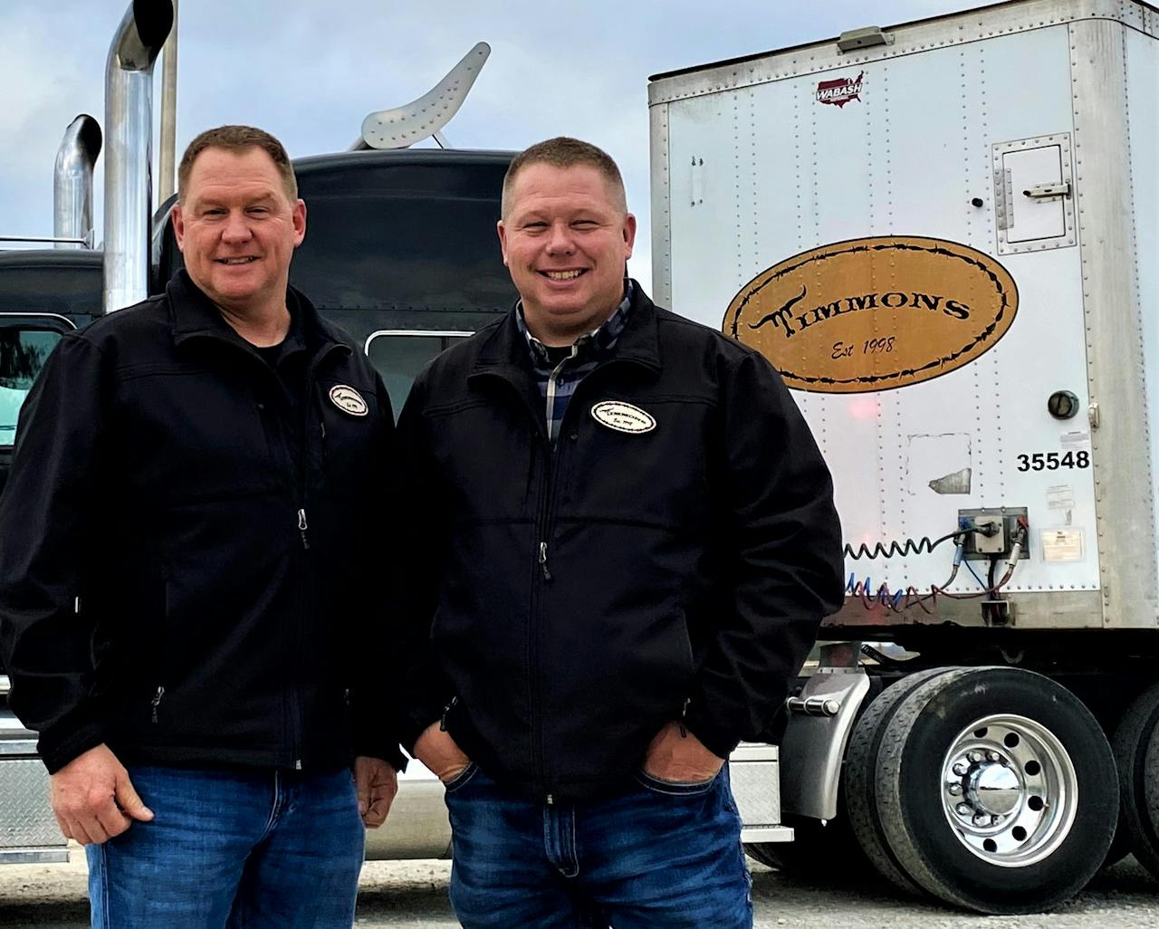 Wayne (left) and Shane Timmons, co-owners of Timmons Transit, naturally have more confidence in the van trailers they manage maintenance on themselves. Wayne urges new power-only owner-ops to go the extra mile on pre-trip inspection to avoid roadside hassles and safety mishaps.