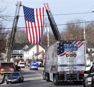 Wreaths Across America convoy with American flag