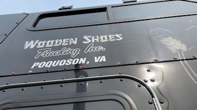Wooden Shoes Trucking logo on Kenworth W900L