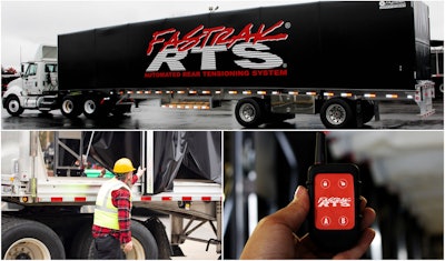 The new Fastrak RTS is the latest feature in Tarpstop's well-known Fastrak curtainside/conestoga rolling-tarp systems for flatbeds.