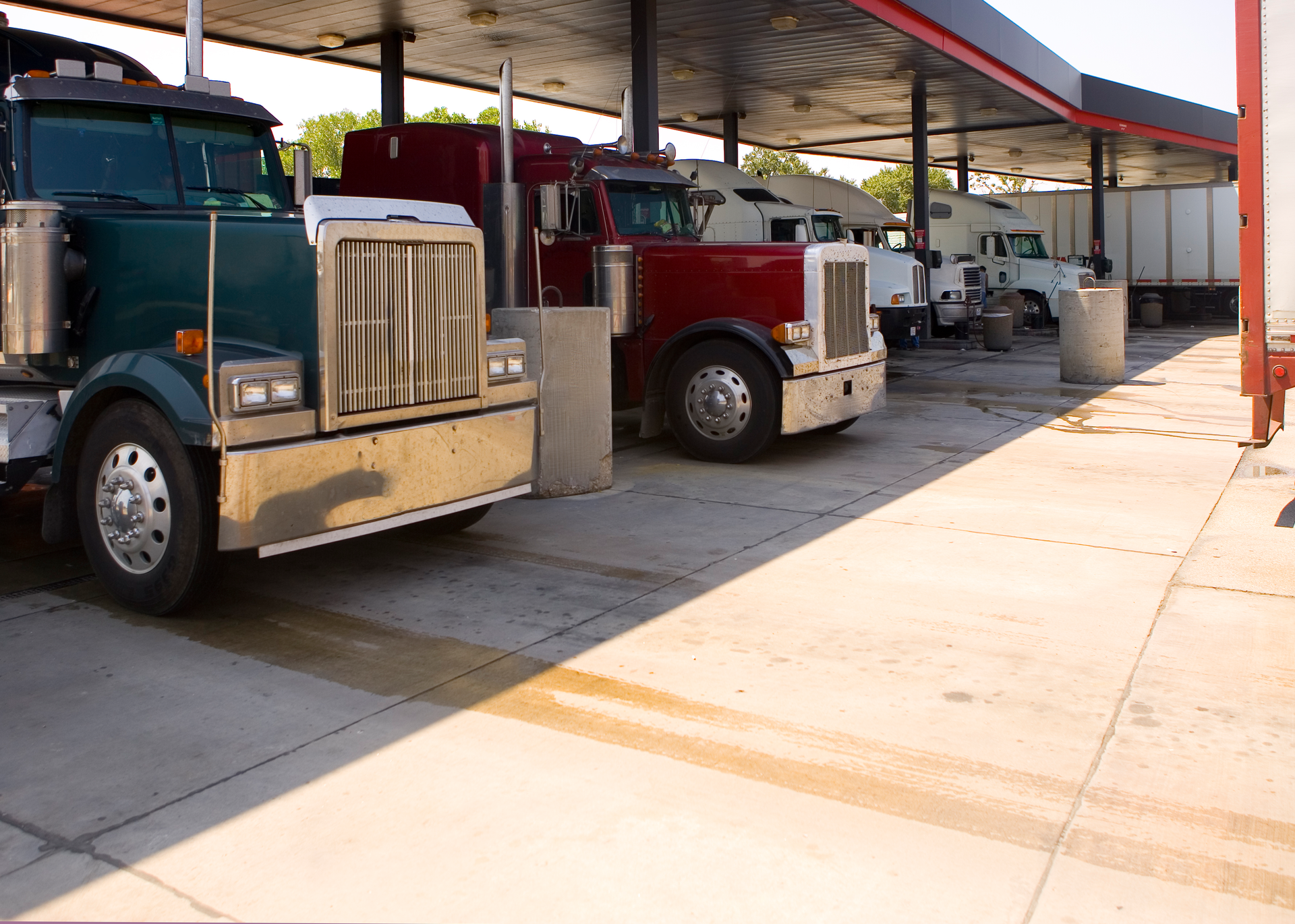 Trucks getting fuel