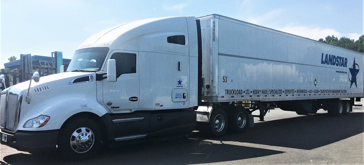Little Rock, Arkansas-based Mike Davis hauls a variety of materials and goods in a Landstar-owned dry van with his 2015 Kenworth T680.