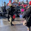 Protesting truck drivers
