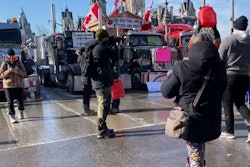 Protesting truck drivers