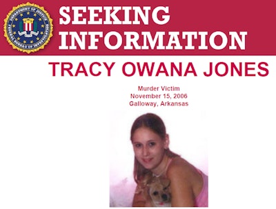 FBI Seeking Information Tracy Owana Jones Murder Victim November 15, 2006, Galloway, Arkansas