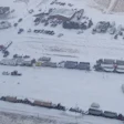 Aerial image of the blockade from Alberta RCMP.