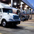 Trucks at fuel island