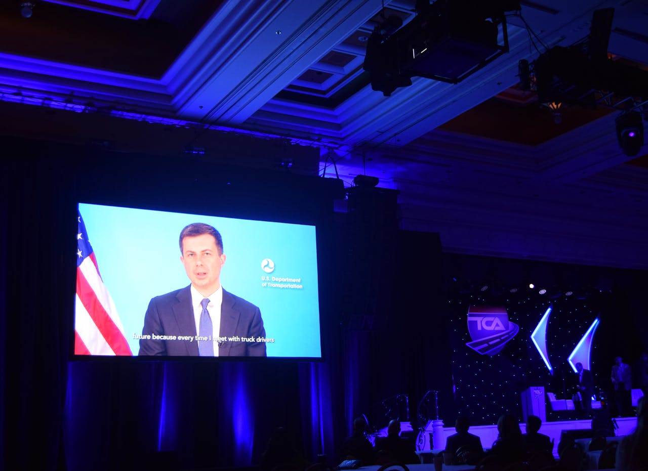 DOT Secretary Pete Buttigieg addressed attendees of the Truckload 2022 conference on Tuesday via video.