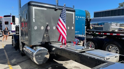Rear view of Adam Farmer's 1991 Peterbilt 379