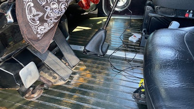 Wood floors of Adam Farmer's 1991 Peterbilt 379