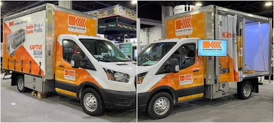 'Kinedyne Demo Truck' debuts | For more than 50 years, Kinedyne has been a go-to provider of straps, winches and other cargo securement equipment to fleets and owner-operators. The company's evolution with trucking itself has seen new product additions, however, meant to optimize usable trailer space and speed loading/unloading to deliver maximum efficiency, profitability and safety. The company's new 'Demo Truck' (pictured) is a box van upfitted with the Kin-Sider trailer curtain system on one side and Kin-Slider on the other. Both are custom-printed with bold graphics highlighting product benefits. The truck also features information about the new Kold-Front Refrigerated Curtain System, and inside the box is outfitted with Kaptive Beam K1 and K2 double-decking systems. These systems hold potential to double the capacity of a dry van or box truck, making it possible to securely carry up to twice as much freight, for significant bottom-line savings. The Kinedyne Demo Truck recently debuted at Work Truck Week 2022 and is now traveling to distributor and customer locations and events around North America. Follow this link to find out when it might be in your area.
