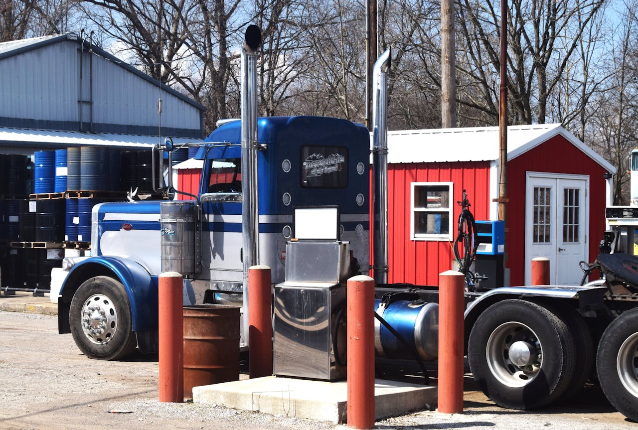 The 2005 Pete 379 is here pictured rolled into headquarters for fuel from the company's bulk delivery tank, where Silver Creek's currently contracted at $3.45/gallon, well better than the region's $5/gal. average. 'It's going to be a good thing for us as long as [operators] can fuel here,' not an easy option over-the-road of course, he said, and continue to work to achieve the best fuel mileage possible. 'That’s the thing that I emphasize, even with our owner-operators. I want to help guys be successful. When I got started, I was all about 'I want the truck that looks nice.' Now, I try to balance' that with efficiency, comfort and everything else. 'How can we keep a driver comfortable, give him a nice piece of equipment, but … if I have a truck that gets 8 mpg versus 5.5, that’s a lot of money. And at $5 for fuel that’s a whole lot of money.'