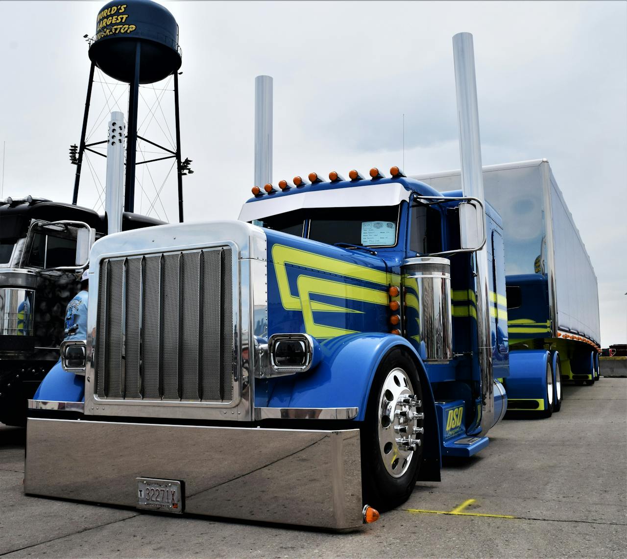 Don Wood's 2003 Peterbilt 379 and 2021 Mac flatbed, shown here at last summer's Walcott Truckers Jamboree, earned Best of Show in Limited Mileage Combo at MATS 2022.