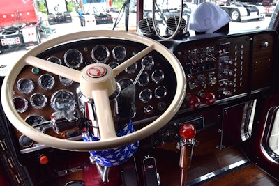 1984 Peterbilt 359 interior dash and steering wheel