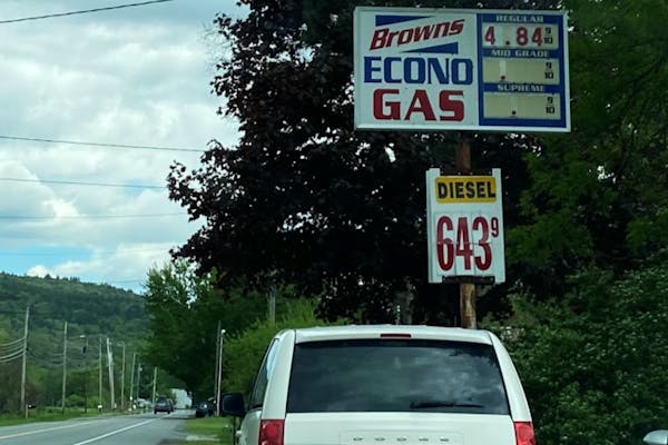 road sign showing $6.43 diesel