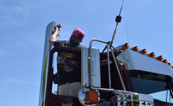 Bryan Mann polishing his truck stack