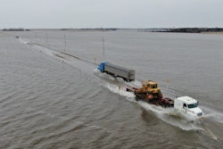 flooded road trucking
