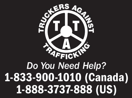 This window decal, among other items distributed, was developed in close concert with the high-profile Truckers Against Trafficking nonprofit.