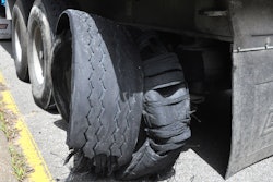 Semi truck tire blowout