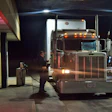 Truck at fuel island