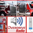 overdrive radio logo, diesel fuel pump, 1984 peterbilt 359 and 1987 peterbilt 359, and CO2 savings graph