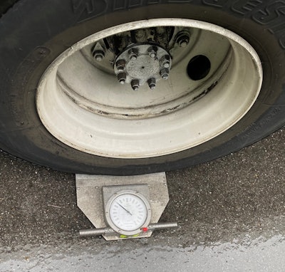 truck wheel on portable scales
