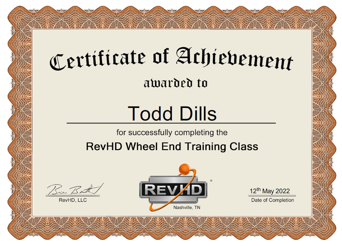 wheel end training and certification