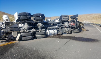 semi rolled over on the highway