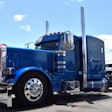 Casey Wendling's blue 2020 flattop Peterbilt 389