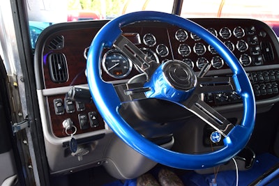 Owner-operator Casey Wending's peterbilt dash and steering wheel