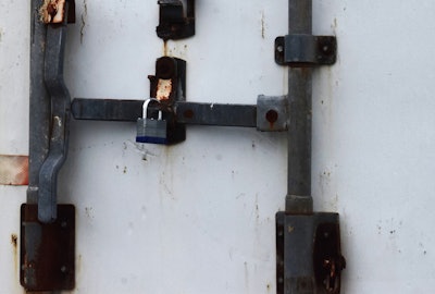 padlock on truck trailer