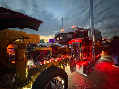 Dan Brubaker's 1996 Peterbilt 379 at night