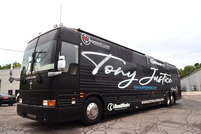 Tony Justice's 2002 wrapped Prevost coach