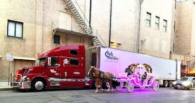 Truck unloading outside San Antonio's Majestic theatre