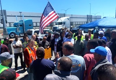 Protesting owner-operators at the Port of Oakland