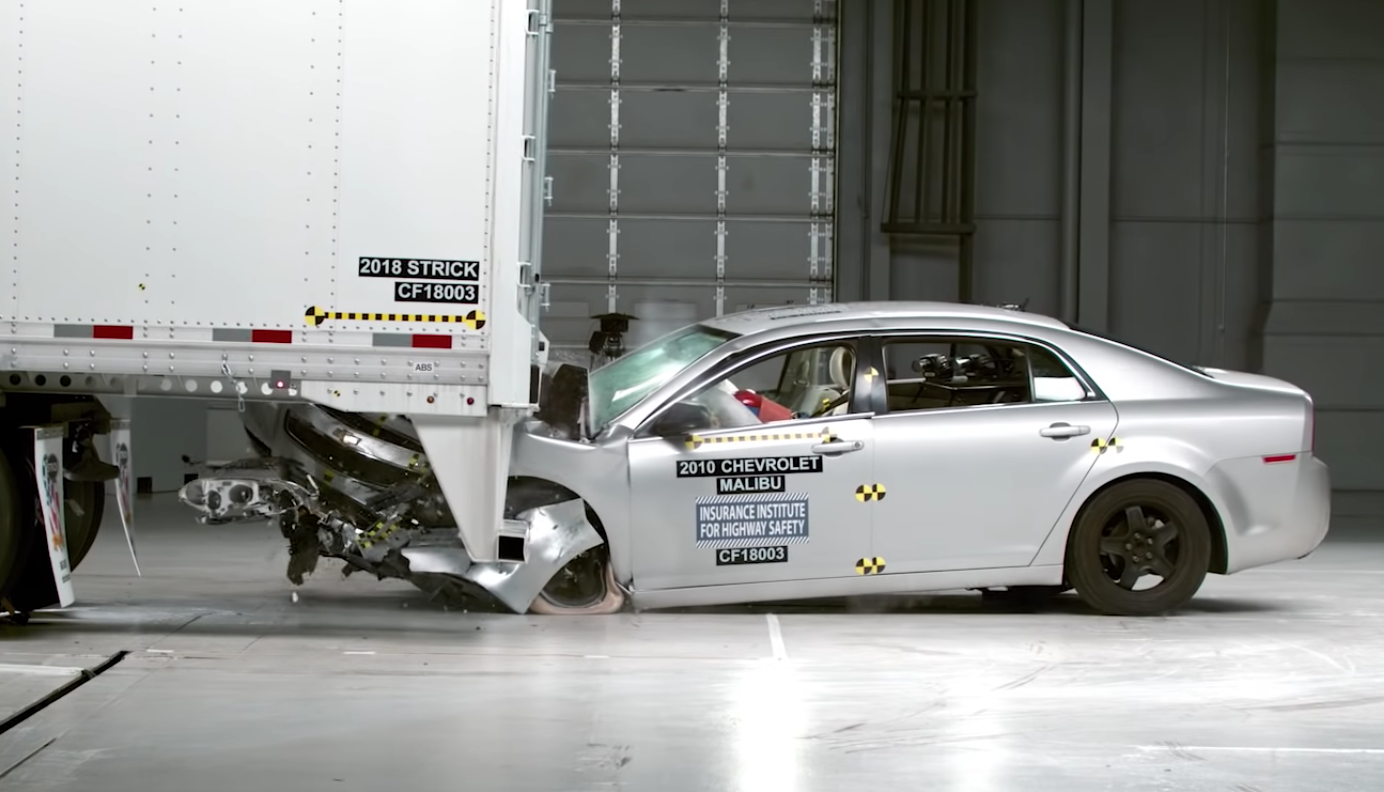 Rear underride guard crash test