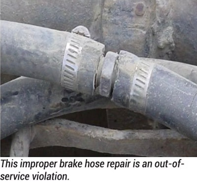 Image of an improper brake air line hose connection