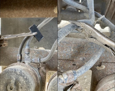 vise grips used on air brake lines