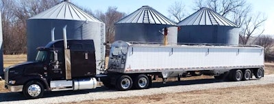 Triple R truck with grain hopper trailer