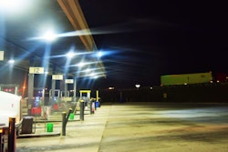 Truck stop fuel island